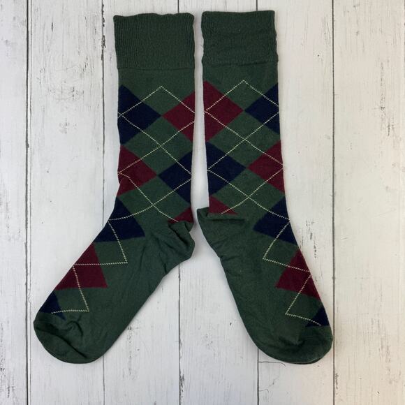 Polo Ralph Lauren Green Embroidered Pony Mercerized Argyle Dress Socks - Picture 2 of 6